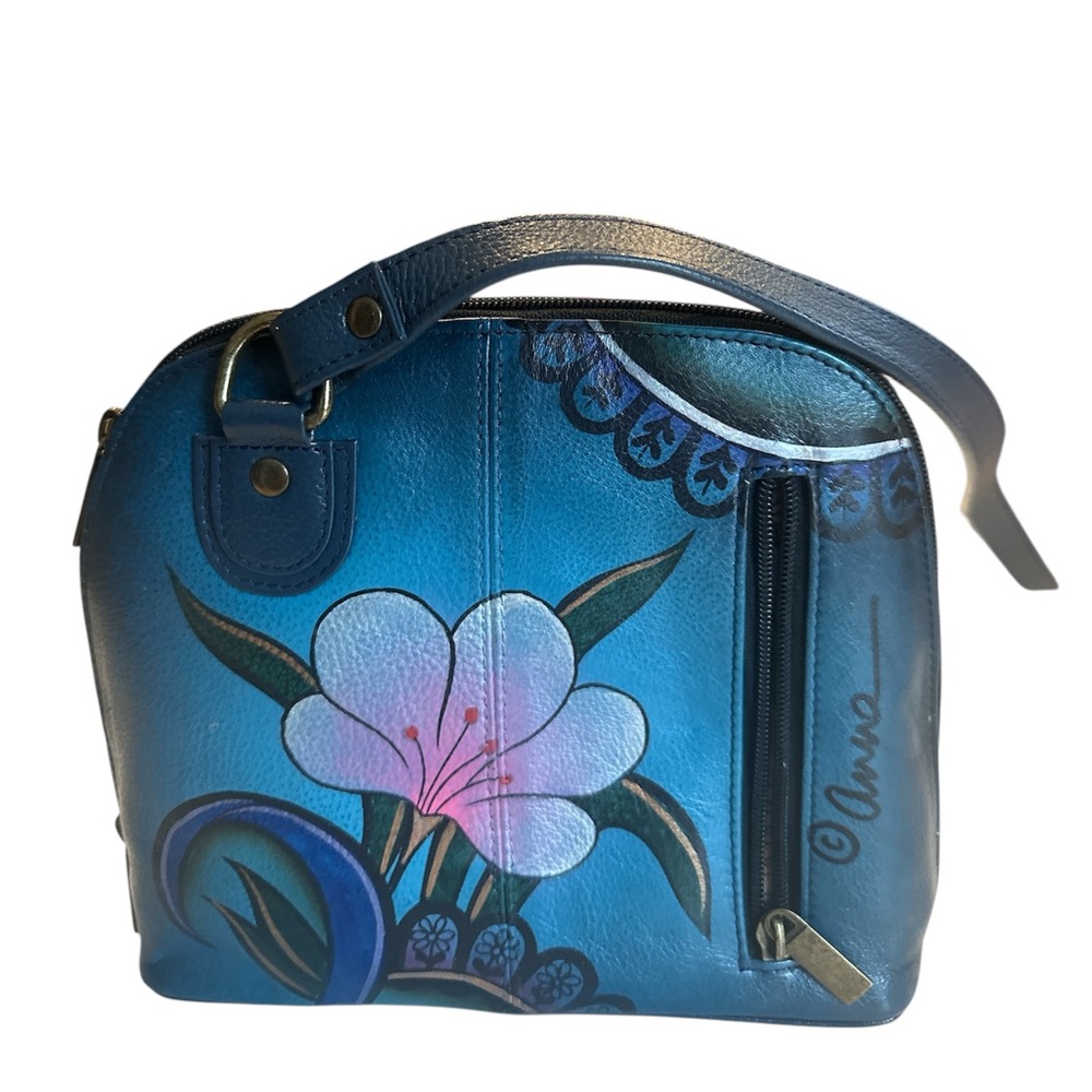 Anna by Anuschka Hand Painted Leather Small Multi Compartment Crossbody - Picture 2 of 6